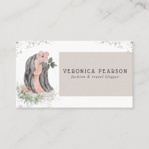 Watercolor Hair Fashion Design Illustration Business Card
