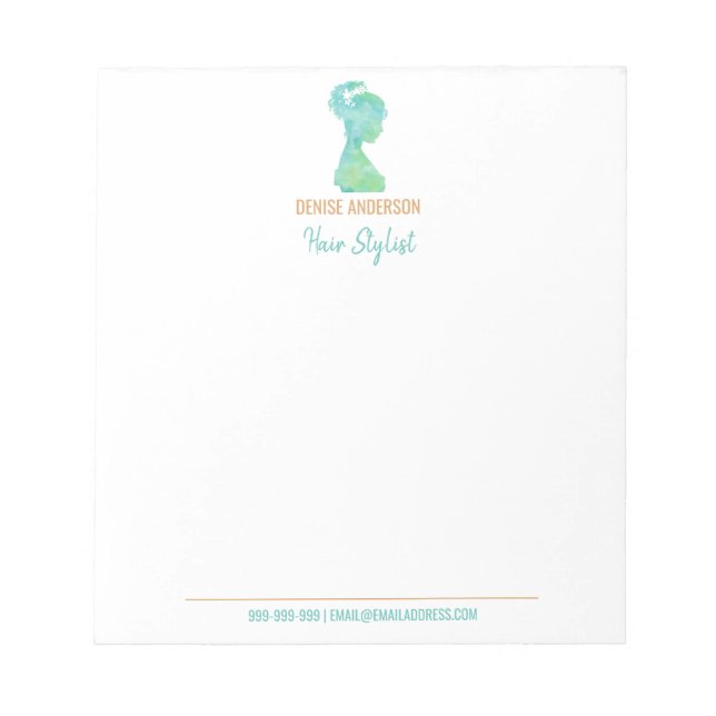 Watercolor Hair Stylist Beauty Salon Personalised Notepad (Front)