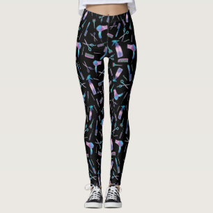 Watercolor Hairdresser Pattern Leggings