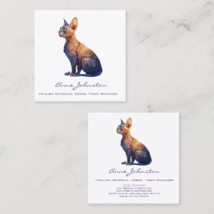 Watercolor Hairless Kitty Square Business Card