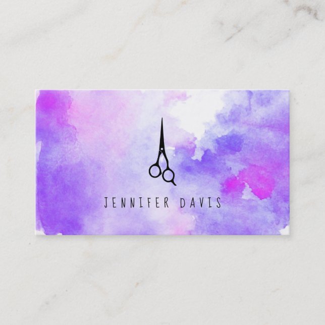 watercolor  hairstylist hair stylist splatter business card (Front)