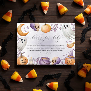 Watercolor Halloween Books for Baby Shower Enclosure Card