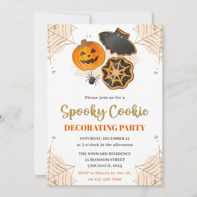 Watercolor Halloween Cookie Decorating Party Invitation (Front)