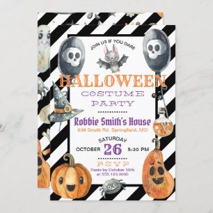 Watercolor Halloween Costume Party Invitation
