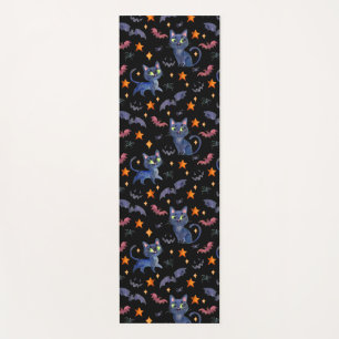 Watercolor Halloween illustration with black cats Yoga Mat