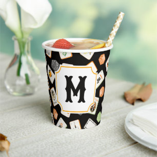 Watercolor Halloween Mahjong Tiles Monogram Paper Cups