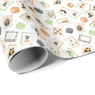 Watercolor Halloween Mahjong Tiles Wrapping Paper
