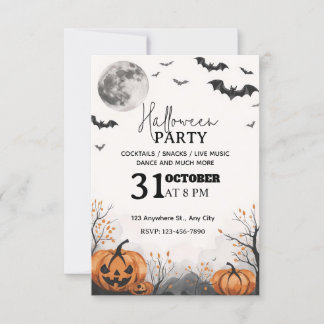 Watercolor Halloween Night Party Invitation – Edit