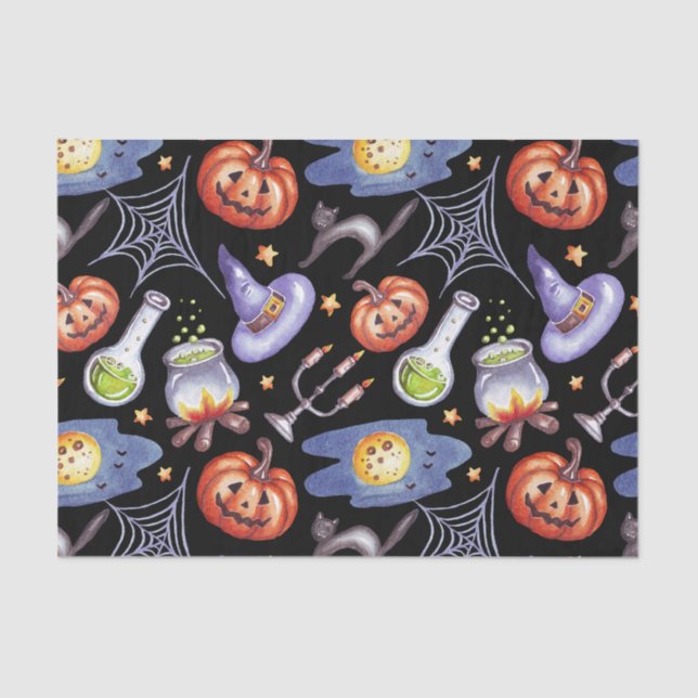 Watercolor Halloween Pumpkins, Magic Potion  Tissue Paper (Front)