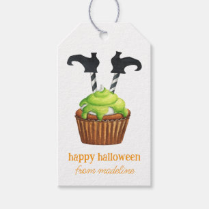 Watercolor Halloween Witch Cupcake and Candy Gift Tags