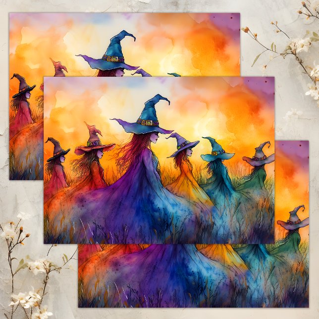 WATERCOLOR HALLOWEEN WITCHES DECOUPAGE TISSUE PAPER (WATERCOLOR HALLOWEEN WITCHES DECOUPAGE TISSUE PAPER)