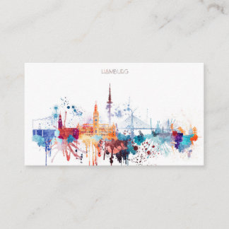 Watercolor Hamburg Skyline Business Card