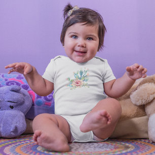 Watercolor Hand Draw Exotic Cacti With Flowers Baby Bodysuit