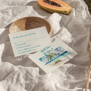 Watercolor Hand Drawn Beach Colourful Wedding RSVP Card