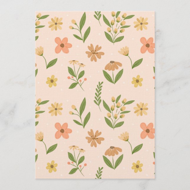 Watercolor Hand-Drawn Colorful Botanical Seamless  Invitation (Front)
