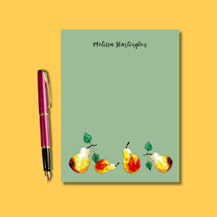 Watercolor Hand-Drawn Golden Pears Boho Custom Letterhead