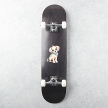 Watercolor Hand Drawn Puppy With Powder Blue Bow
