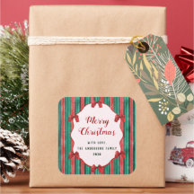 Watercolor Hand Drawn Red Bows Stripes Christmas