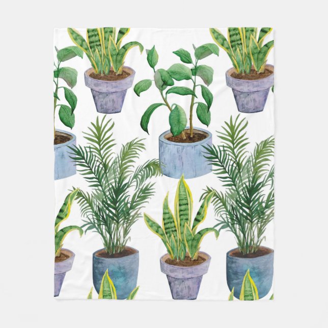 Watercolor hand drawn seamless pattern areca phoen fleece blanket (Front)