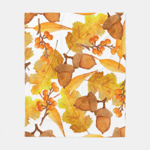 watercolor hand drawn seamless pattern of autumn f fleece blanket