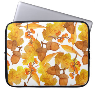watercolor hand drawn seamless pattern of autumn f laptop sleeve