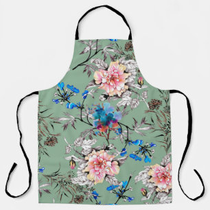 Watercolor hand drawn seamless pattern with beauti apron