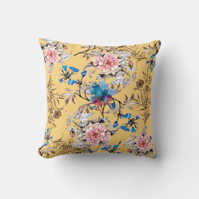 Watercolor hand drawn seamless pattern with beauti cushion (Front)