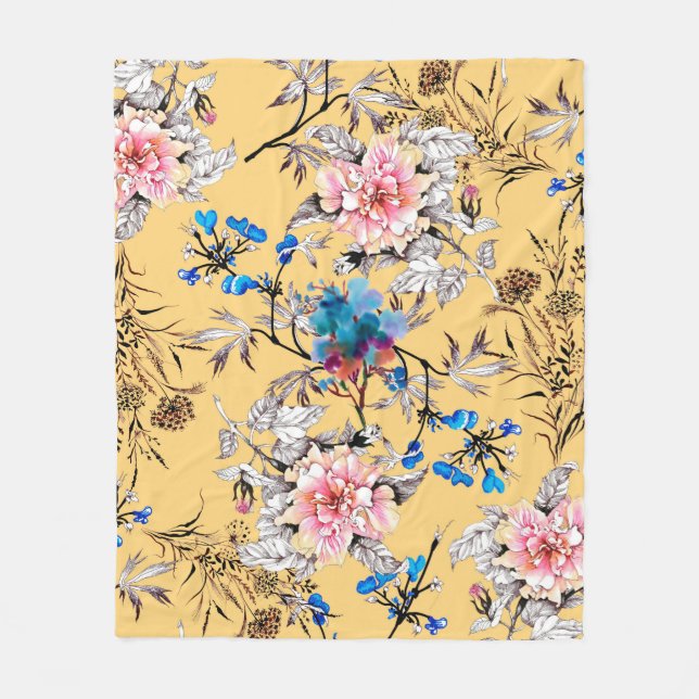 Watercolor hand drawn seamless pattern with beauti fleece blanket (Front)