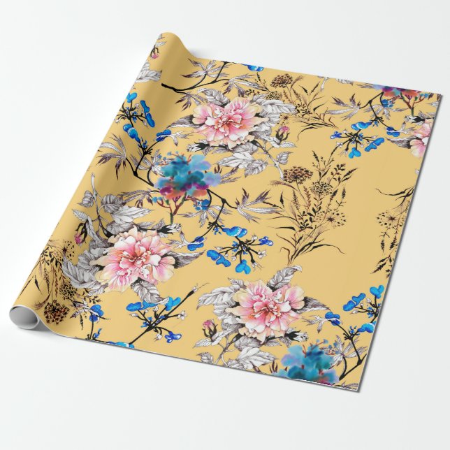 Watercolor hand drawn seamless pattern with beauti wrapping paper (Unrolled)
