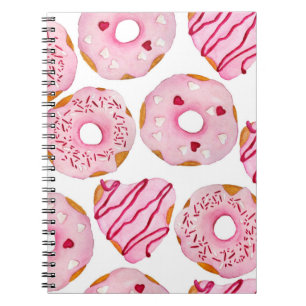 Watercolor hand drawn seamless pattern with pink s notebook