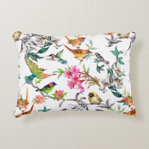Watercolor hand drawn seamless pattern with tropic decorative cushion