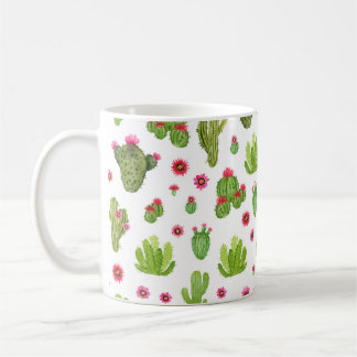 Watercolor hand painted cactus seamless pattern coffee mug