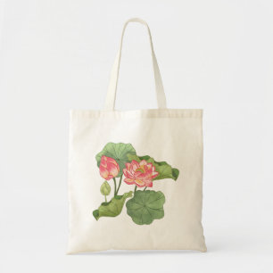 Watercolor Hand-painted Elegant Pink Lotus  Tote Bag