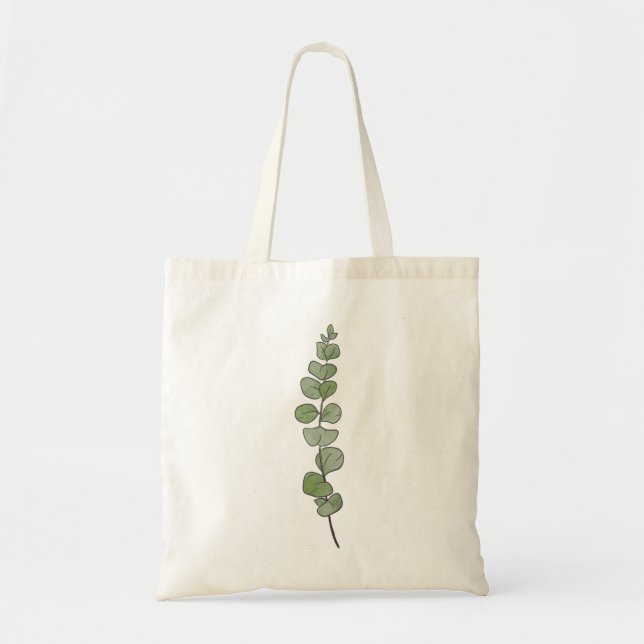 Watercolor Hand-painted Eucalyptus  Tote Bag (Front)