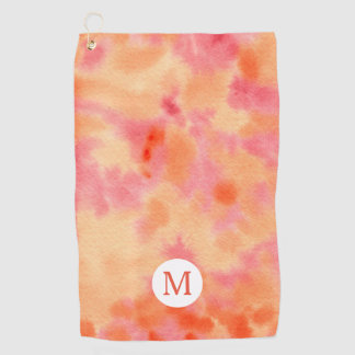 Watercolor Hand-Painted Orange Pink Abstract Artsy Golf Towel