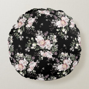 Watercolor hand painted seamless pattern with beau round cushion