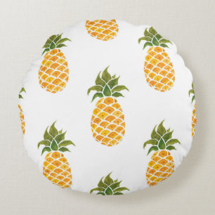 Watercolor hand painted with exotic fruits seamles round cushion
