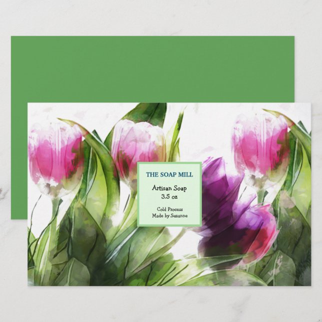 Watercolor Handmade Soap Wrapping Paper Sheet (Front/Back)