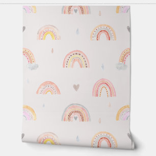 Watercolor handpainted cute rainbows wallpaper
