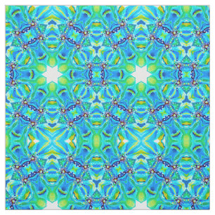 Watercolor Handpainted Monogram Green Abstract Fabric