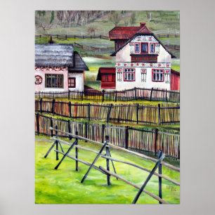 Watercolor Handpainted Transylvania, Romania Canva Poster