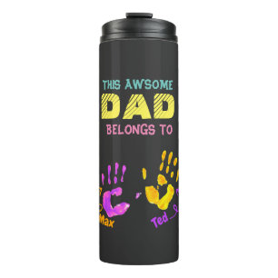 Watercolor Handprinted Father Dad Son Child Thermal Tumbler
