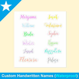 Watercolor Handwritten Name Stickers (Waterproof)
