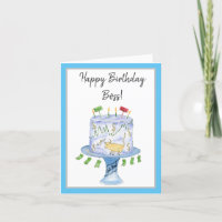 Watercolor Happy Birthday Boss Stock Market Cake