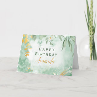 Watercolor  Happy Birthday Folded Greeting Card