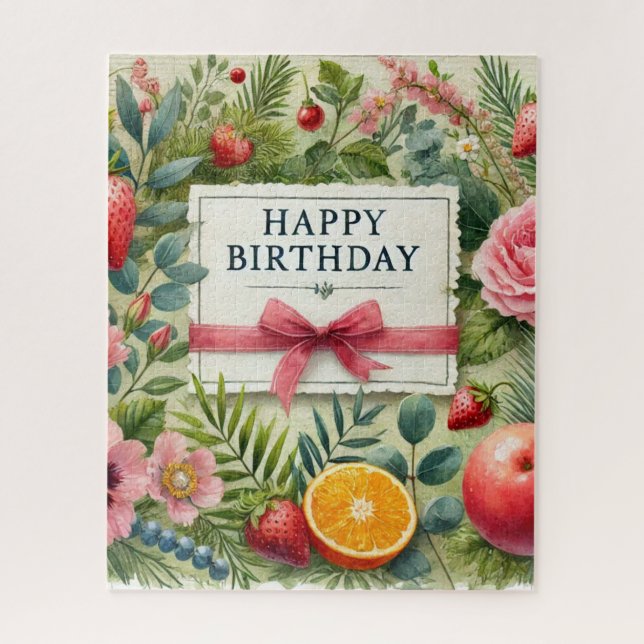 Watercolor Happy Birthday  Jigsaw Puzzle (Vertical)