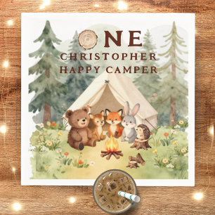 Watercolor Happy Camper 1st Birthday Napkin