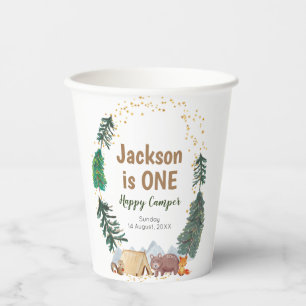 Watercolor Happy Camper 1st Birthday Paper Cups