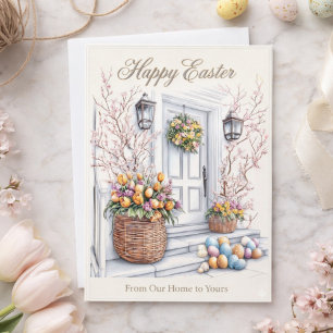 Watercolor Happy Easter From Our Home to Yours Holiday Card
