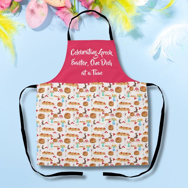 Watercolor Happy Easter Tsoureki Bread Invitation Apron (Creator Uploaded)